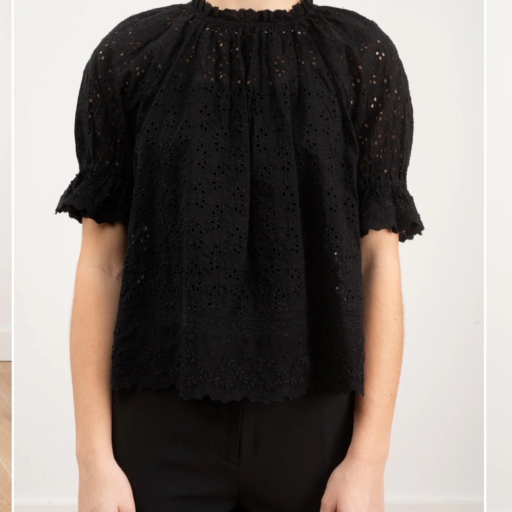 Ulla Johnson Black Eyelet Blouse
